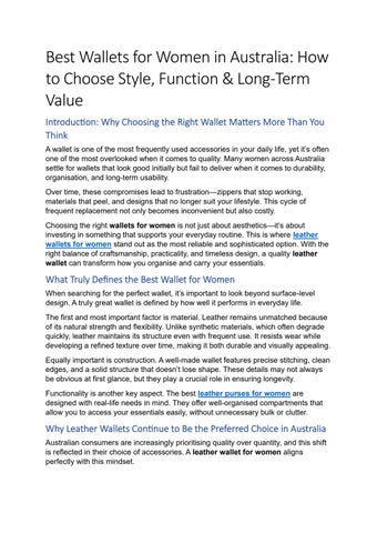 Best Wallets for Women in Australia - How to Choose Style, Function & Long-Term Value