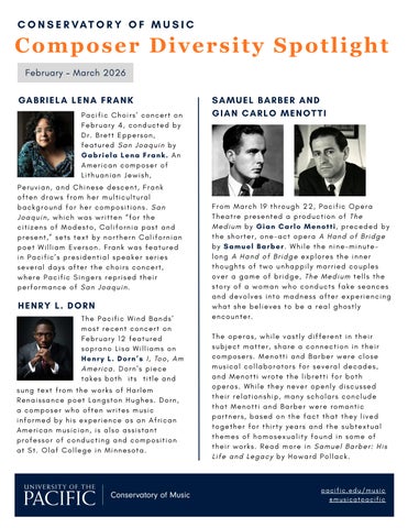 Conservatory of Music DEI Newsletter Feb-Mar 2026