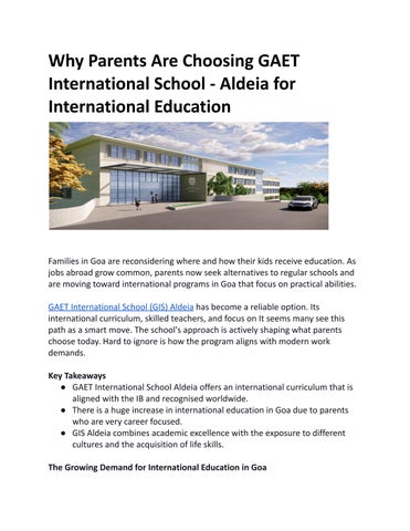 Why Parents Are Choosing GAET International School – Aldeia for International Education