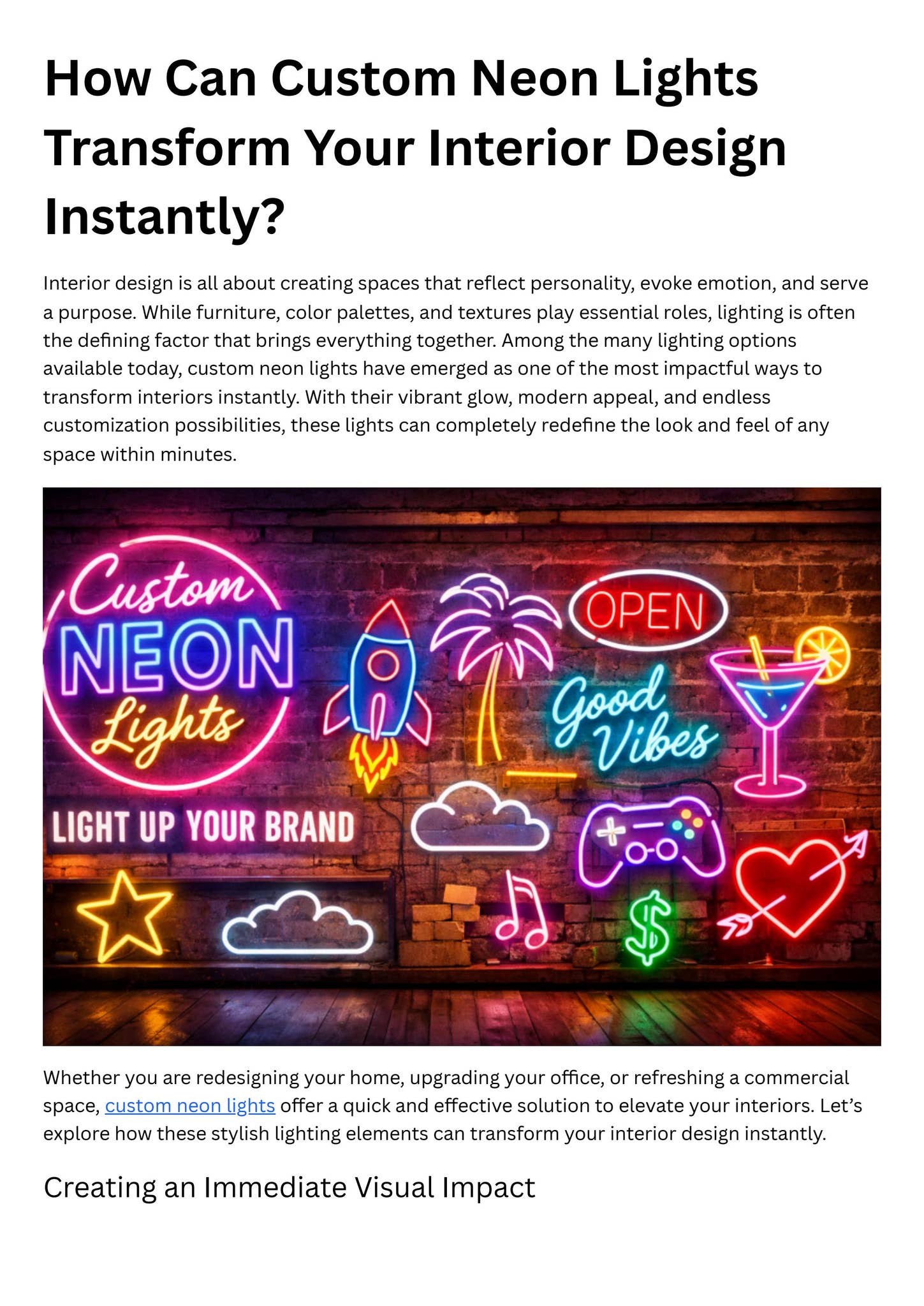 Customize Neon Light How Can Custom Neon Lights Transform Your Interior Design Instantly by ...