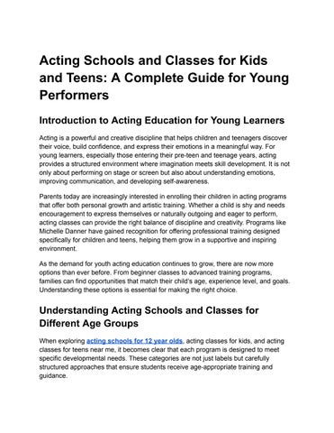 acting schools for 12 year olds