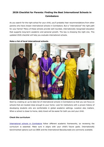 2026 Checklist for Parents Finding the Best International Schools in Coimbatore