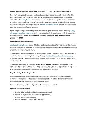 Amity Online Artical