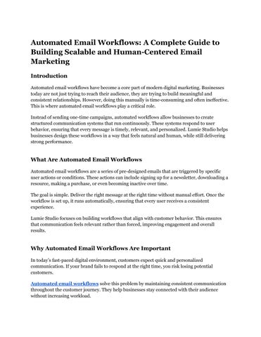Automated Email Workflows: A Complete Guide to Building Scalable and Human-Centered Email Marketing