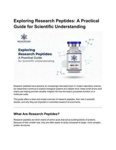 Exploring Research Peptides: A Practical Guide for Scientific Understanding