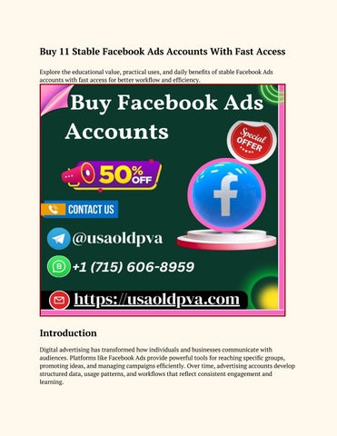 Buy 11 Stable Facebook Ads Accounts With Fast Access