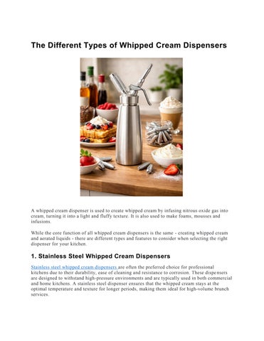 The Different Types of Whipped Cream Dispensers