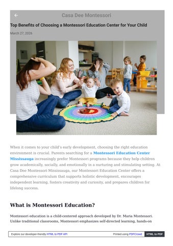 Top Benefits of Choosing a Montessori Education Center for Your Child