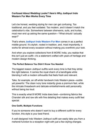 Confused About Wedding Looks Here’s Why Jodhpuri Indo Western For Men Works Every Time