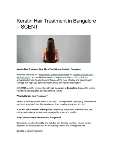 Keratin Hair Treatment in Bangalore - Best Keratin Service Near Me – SCENT