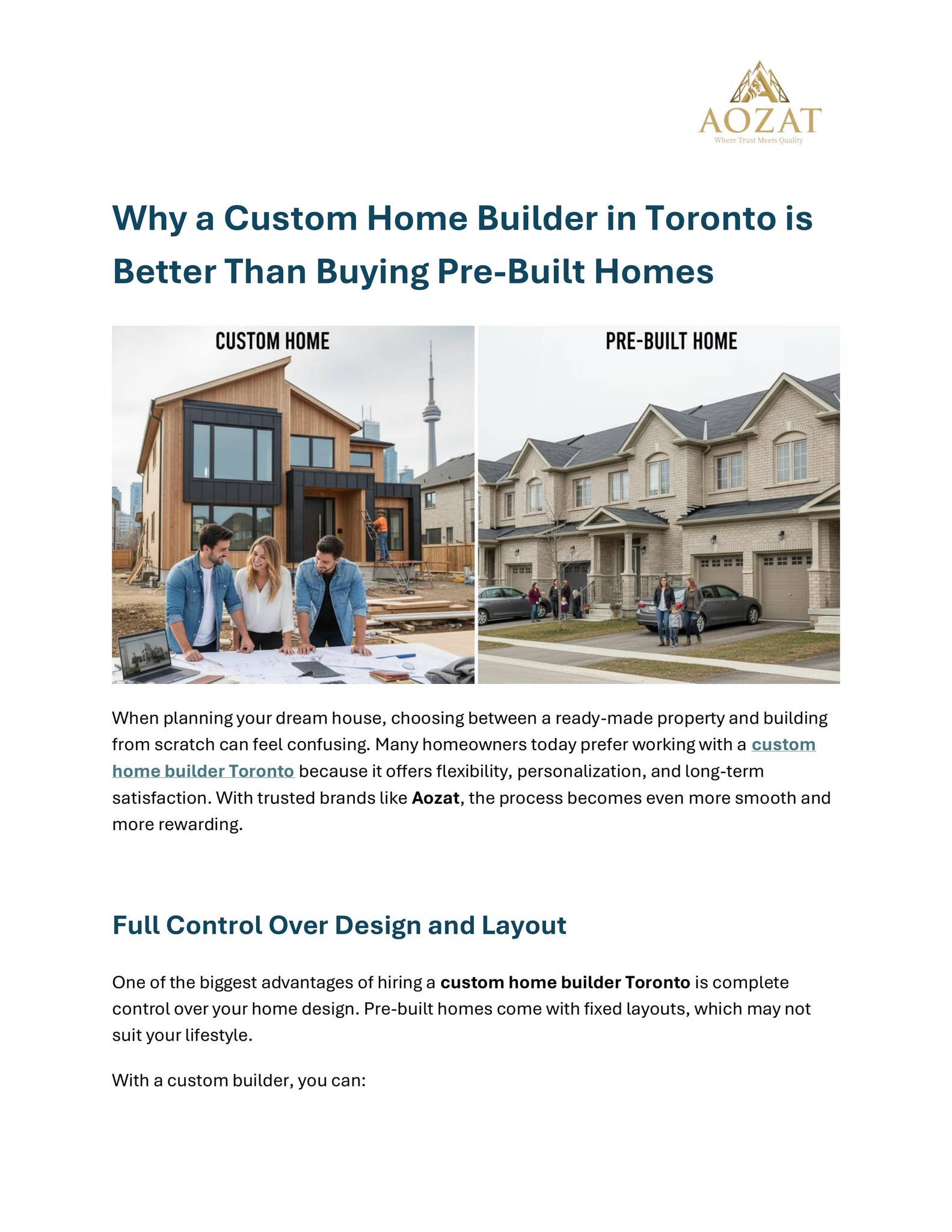 Why a Custom Home Builder Toronto is Better Than Buying Pre-Built Homes ...