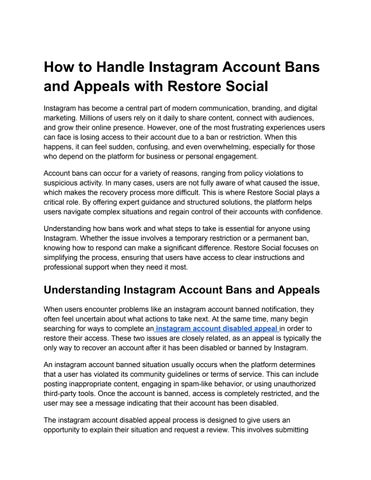 instagram account disabled appeal