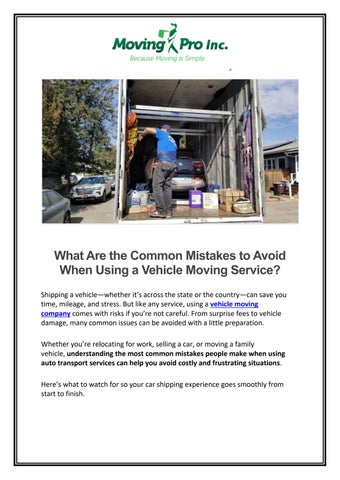 What Are the Common Mistakes to Avoid When Using a Vehicle Moving Service