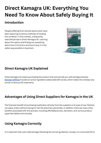 Direct Kamagra UK Everything You Need To Know About Safely Buying It