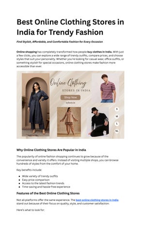 Best Online Clothing Stores in India for Trendy Fashion