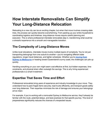 How Interstate Removalists Can Simplify Your Long-Distance Relocation
