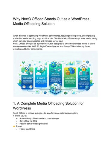 Why Next3 Offload Stands Out as a WordPress Media Offloading Solution