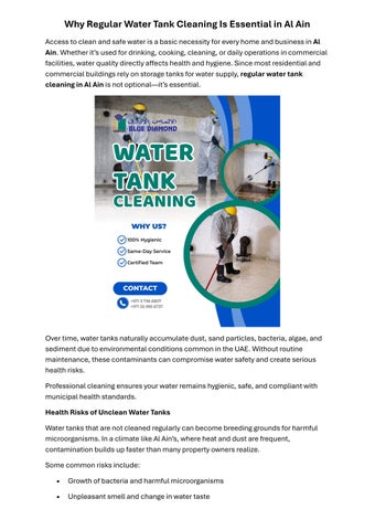 Why Regular Water Tank Cleaning Is Essential in Al Ain