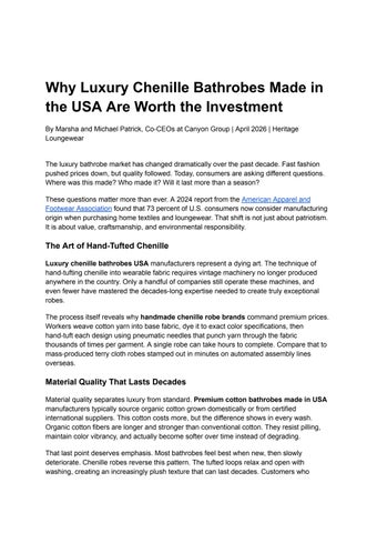 Why Luxury Chenille Bathrobes Made in the USA Are Worth the Investment