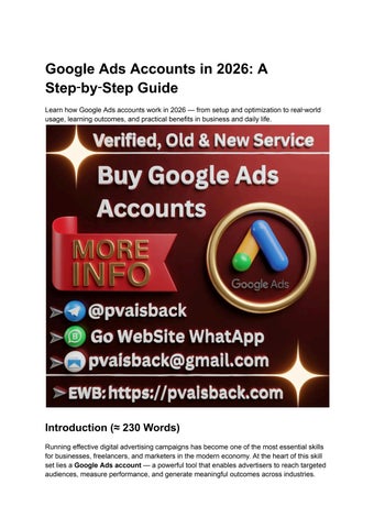 A Step‑by‑Step Guide to Buy, Google Ads Accounts in 2026