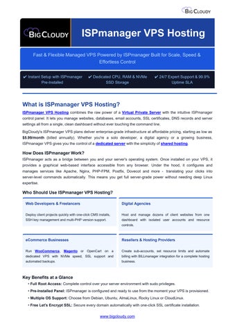 ISPmanager VPS Hosting – Fast, Managed & Affordable VPS by BigCloudy