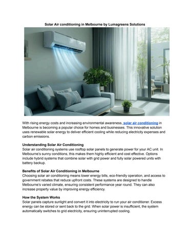 Solar Air conditioning in Melbourne by Lumagreens Solutions (2)