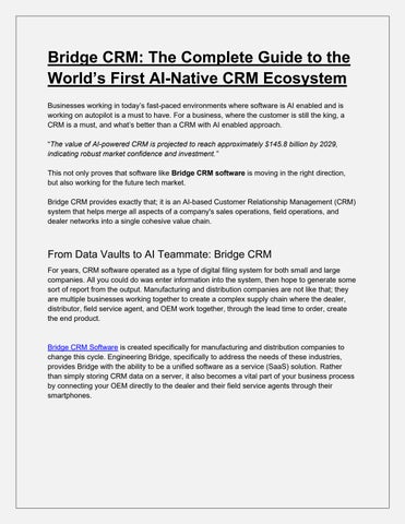 Bridge CRM - The Complete Guide AI-Native CRM Ecosystem