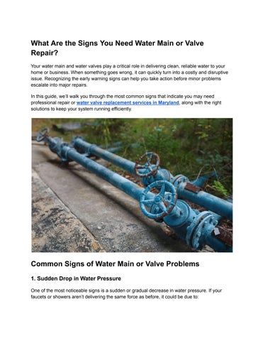 What Are the Signs You Need Water Main or Valve Repair_