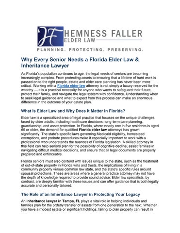 Why Every Senior Needs a Florida Elder Law & Inheritance Lawyer