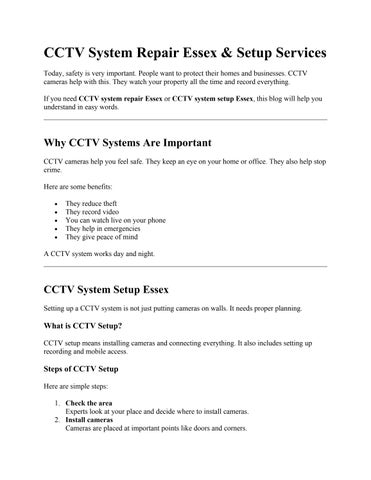 CCTV system repair Essex