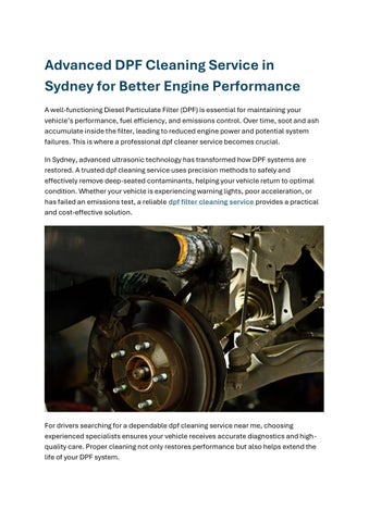 MeAdvanced DPF Cleaning Service in Sydney for Better Engine Performance ta Title (75–80 characters) 