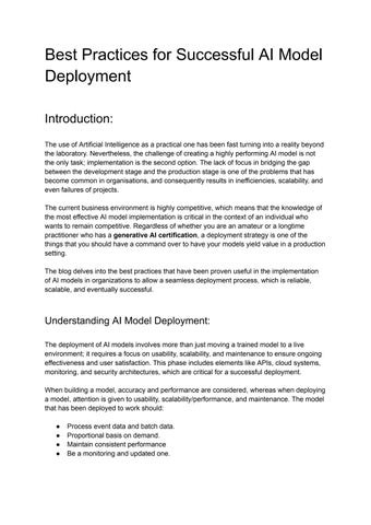 Best Practices for Successful AI Model Deployment