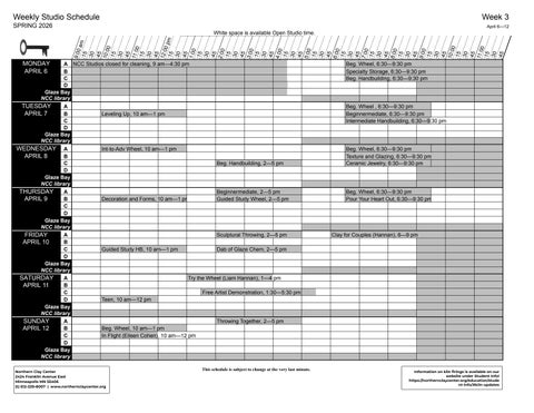Open Studio Schedule