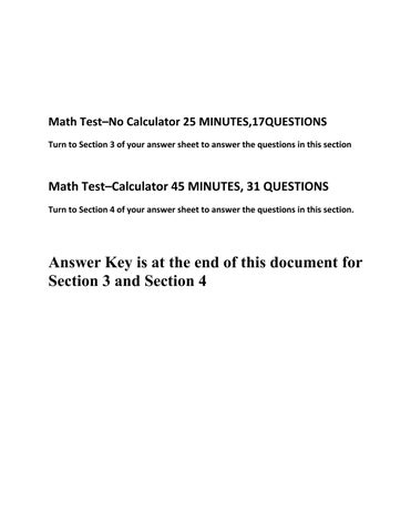 PSAT NMSQT Practice Test Section 3 and Section 4...