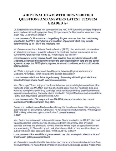 AHIP Final Exam Test Questions & Answers Latest 2024-2025