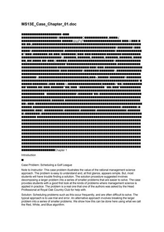 Cases for An Introduction to Management Science, 13th Edition