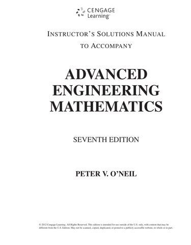 Solution Manual For Advanced Engineering Mathematics, International Edition, 7th Edition PETERV.O’NE
