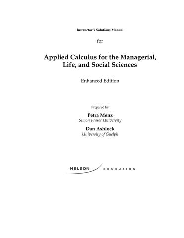 Solution Manual for Applied Calculus for The Managerial, Life and Social Sciences, 1st Edition