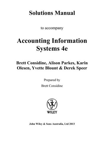 Solution Manual for Accounting Information Systems Understanding Business Processes, 4th Edition
