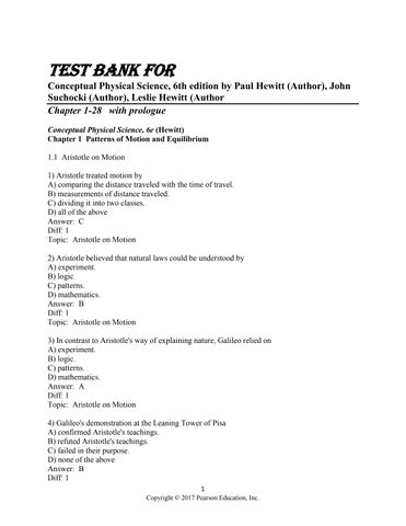Test Bank for Conceptual Physical Science, 6th edition by Paul Hewitt (Author), John Suchocki (Autho