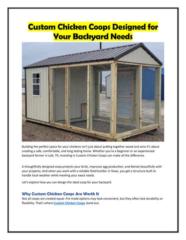 Custom Chicken Coops Designed for Your Backyard Needs