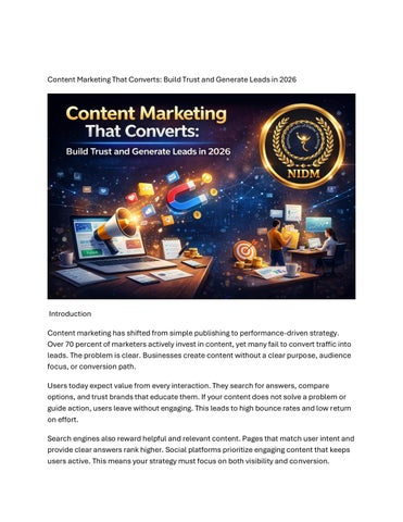 Content Marketing That Converts in 2026 | Best Digital Marketing Training Institute in Bangalore