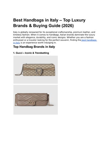 Best Handbags in Italy – Top Luxury Brands & Buying Guide 2026