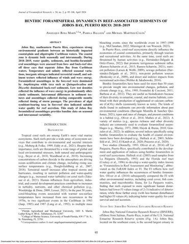 BENTHIC FORAMINIFERAL DYNAMICS IN REEF-ASSOCIATED SEDIMENTS OF JOBOS BAY
