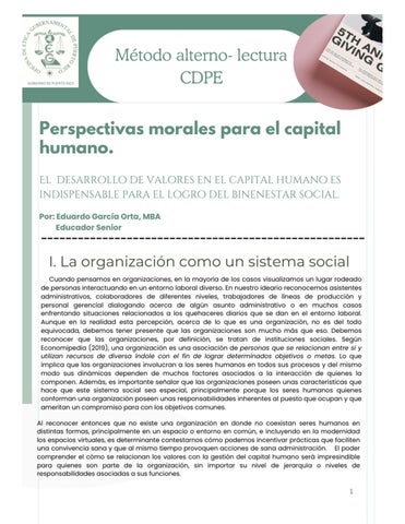 Artículo Perspectivas morales para el capital humano