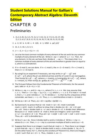 Student Solutions Manual for Gallian's Contemporary Abstract Algebra- Eleventh Edition