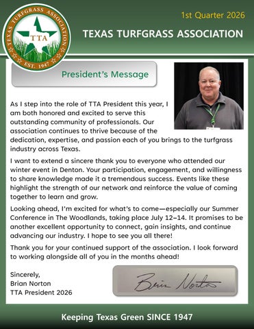 TTA Newsletter 1st Quarter 2026