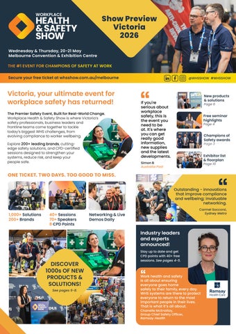 Workplace Health & Safety Show Victoria 2026 Show Preview