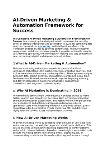 AI-Driven Marketing & Automation Framework for Success