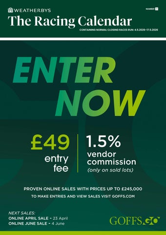 Racing Calendar - 4th May-17th May - Number 7